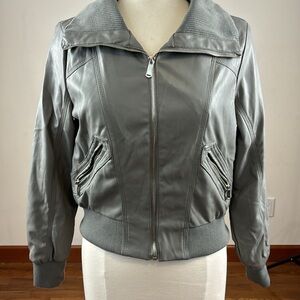 Delia’s gray faux leather jacket. Juniors size Large